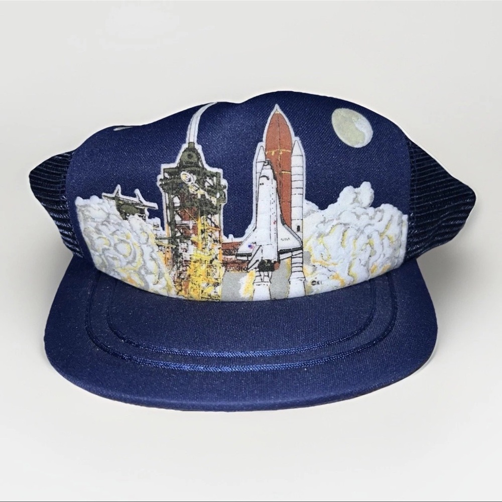 VTG NASA Foam Mesh Truck Hat Youth Cap Kennedy Space Center Snapback 80s Kids